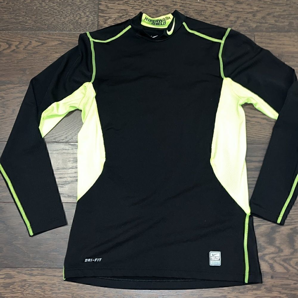 Nike Pro Combat Compression Stretch Gym work out t shirt-M Neon Volt & Black